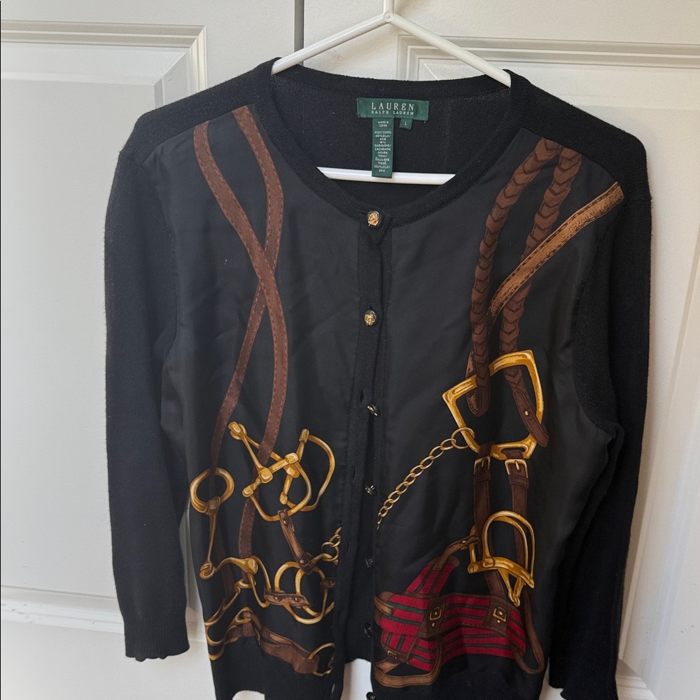 Lauren Ralph Lauren Black and Gold Cardigan